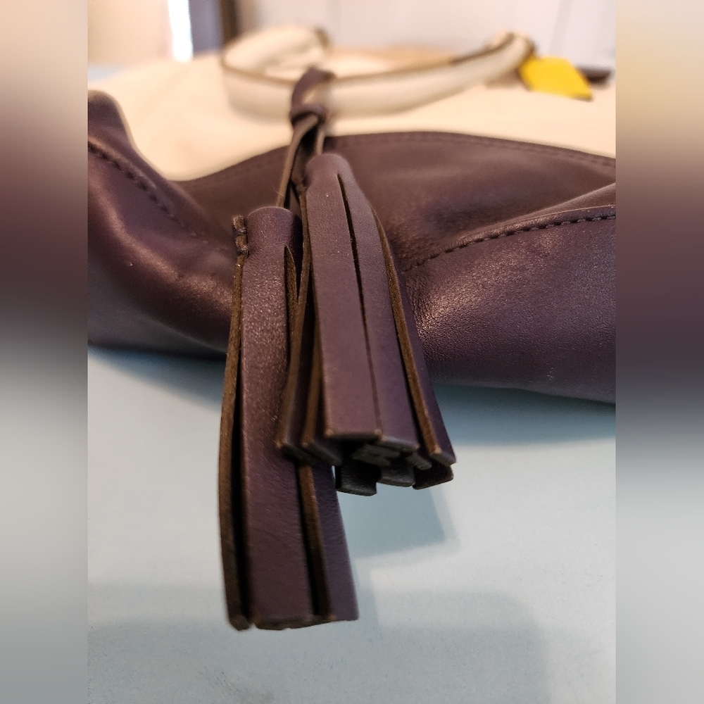 Used Coach tan, purple and yellow handbag - Picture 8 of 16